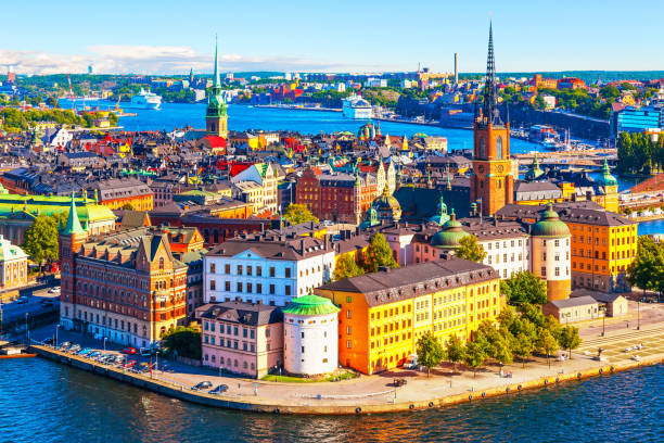 vue panoramique de la ville de stockholm, suède - sweden photos et images de collection