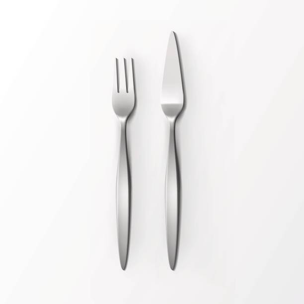 Vector Cutlery Set Of Silver Fish Fork And Fish Knife Top View On White  Background Table Setting Stock Illustration - Download Image Now - iStock