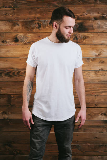 istock Man wearing white blank t-shirt 642186960