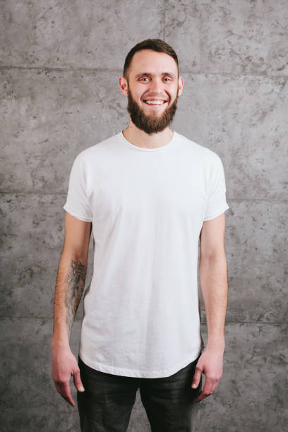 istock Man wearing white blank t-shirt 642187322