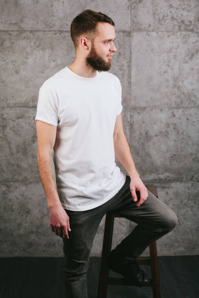 istock Man wearing white blank t-shirt 642189718