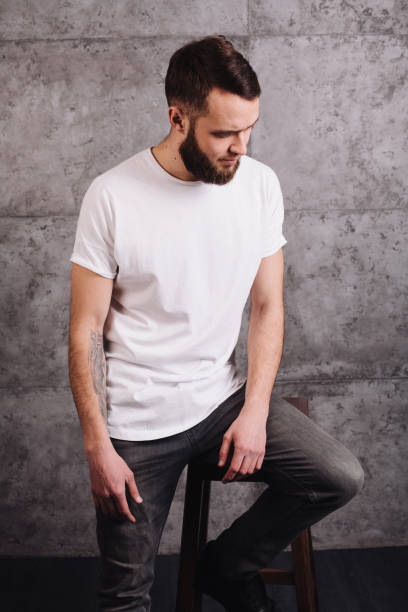 istock Man wearing white blank t-shirt 642189904