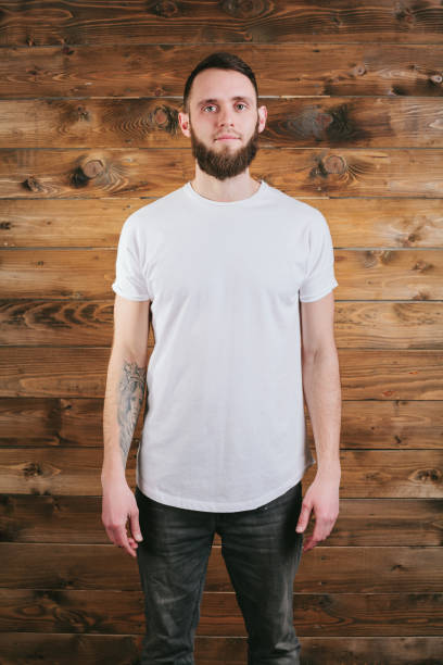 istock Man wearing white blank t-shirt 642190326