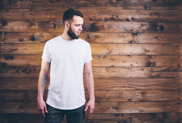 istock Man wearing white blank t-shirt 642190616