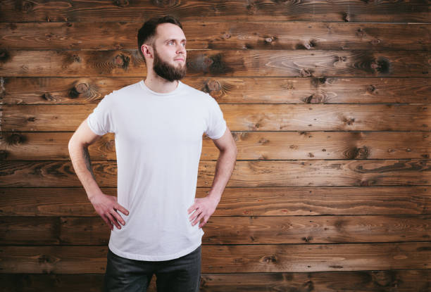 istock Man wearing white blank t-shirt 642192102