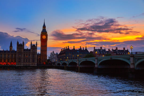 istock Big Ben Clock Tower London at Thames River 642193910