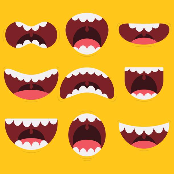 ilustrações de stock, clip art, desenhos animados e ícones de funny mouth collection - mouth open