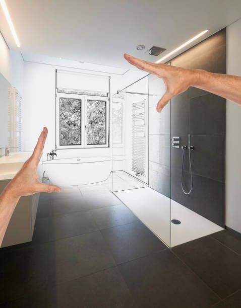 istock Planned renovation of a Luxury modern bathroom 642198946
