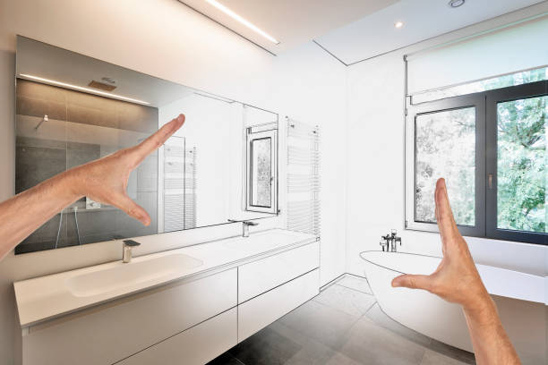 istock Planned renovation of a Luxury modern bathroom 642199044