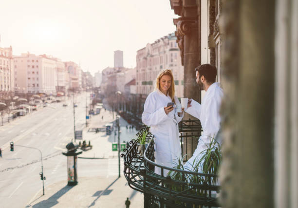 istock Couple on hotel balcony 642205682