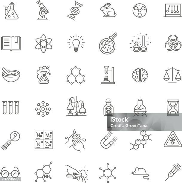 Modern Thin Line Icons Set Of Biochemistry Research Stock Illustration - Download Image Now