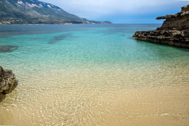 Panoramic view of Pessada beach in Kefalonia, Ionian Islands, Greece