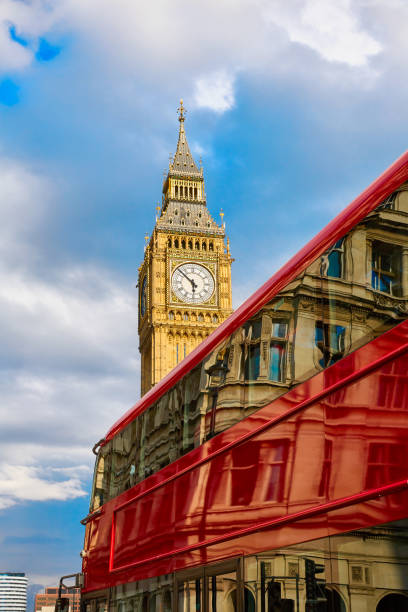 istock Big Ben Clock Tower with London Bus 642209832