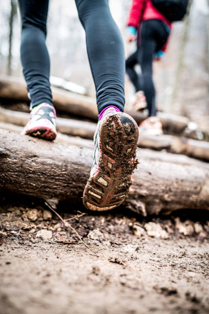 istock Two women walking through a muddy forest road 642214760