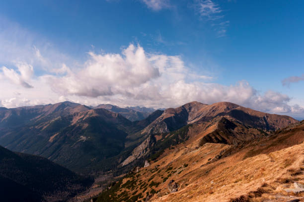 istock Amazing view of the mountain ridge under the clouds 642217306