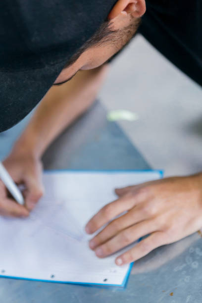 istock Close-up of master drawing on paper 642217644