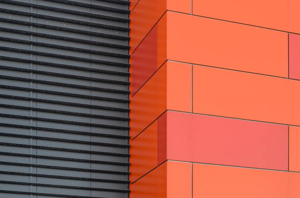 istock Modern facade of composite panels, view from outside 642225582
