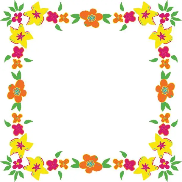 Vector illustration of Floral frame with spring flowers