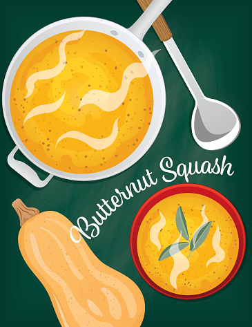 Cooking Flat lay of Butternut Squash