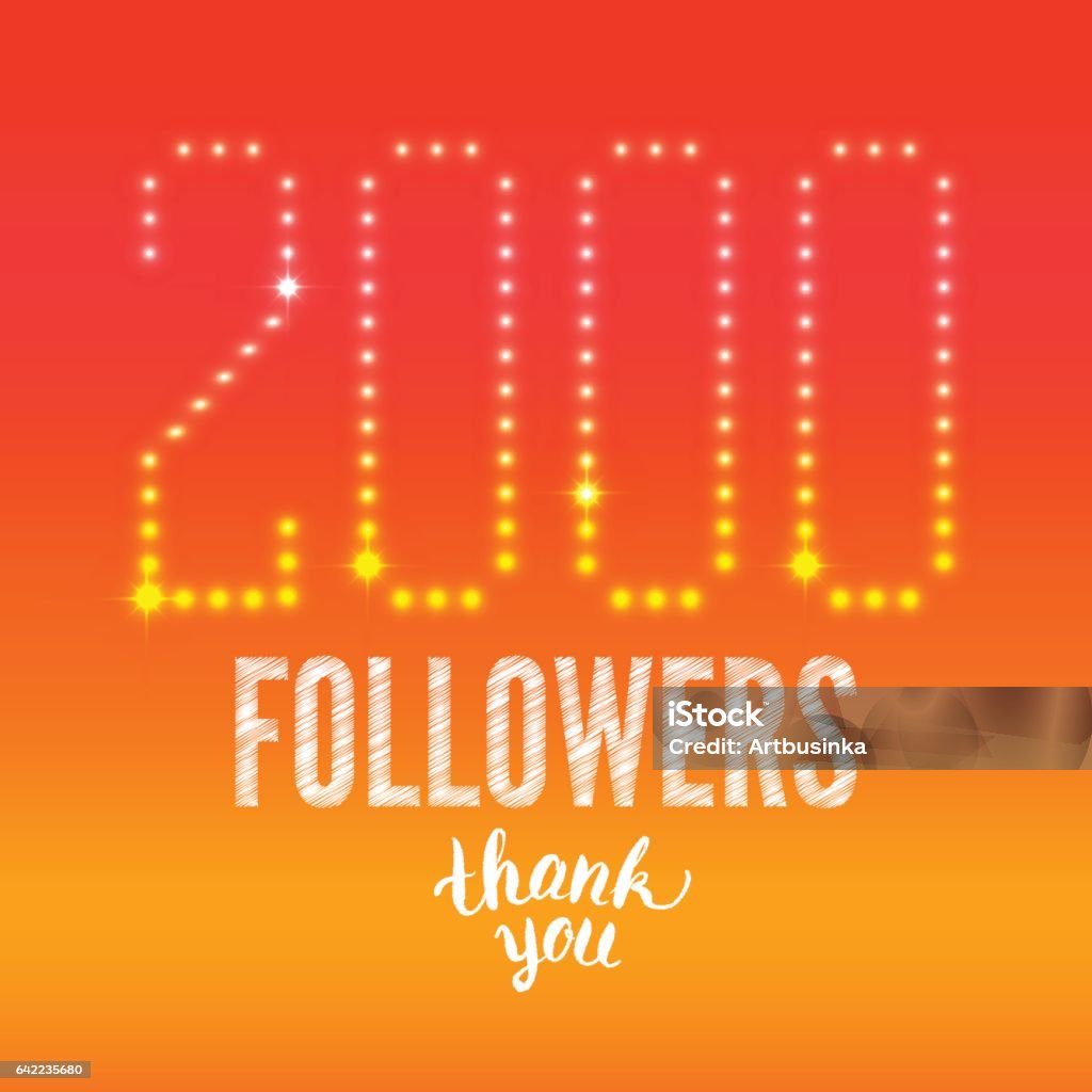 2000_followers Vector Thank you 2000 followers card. Thanks design template for network friends. Image for Social Networks. Web user celebrates subscribers. Two thousand followers. 2000 stock vector