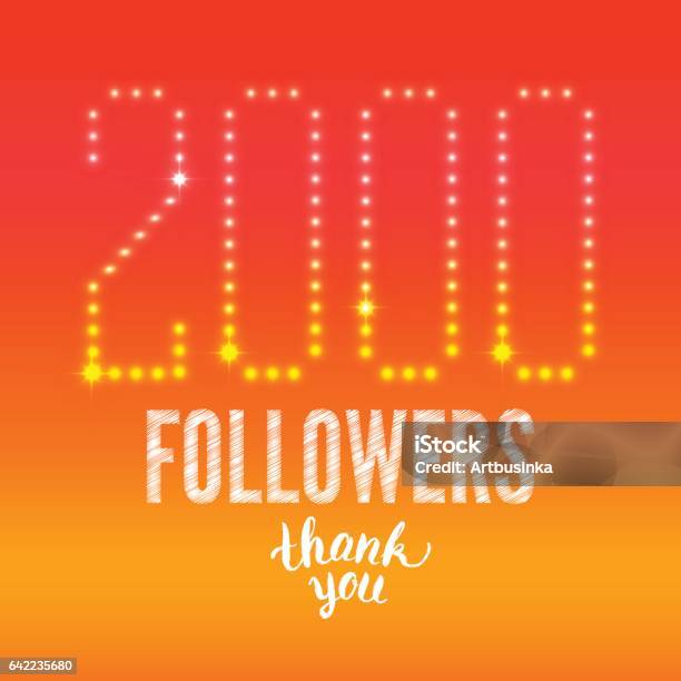 2000followers Stock Illustration - Download Image Now - 2000, 2K Resolution, Celebration