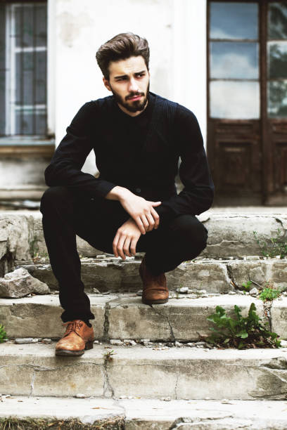istock Bearded stylish man posing outdoors 642236518