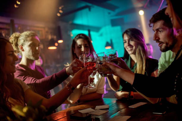 istock Group of people in the bar 642239504