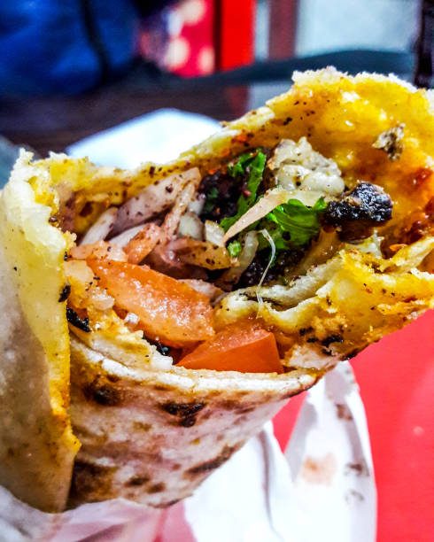 istock Turkish Durum kebab at restaurant. fast food 642249710