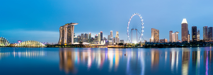 Singapore Downtown City Skyline at twilight.