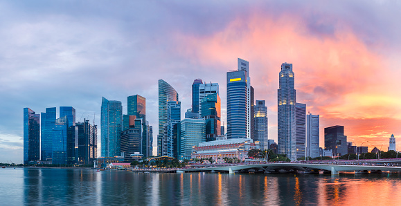 Singapore Skyline at Marina Bay at Twilight
