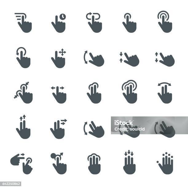 Touch Screen Gesture Icons Stock Illustration - Download Image Now - Touch Screen, Sliding, Tapping