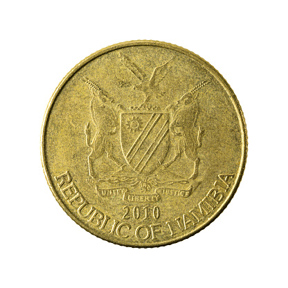 1 namibian dollar coin (2010) reverse isolated on white background
