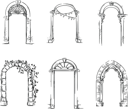 Set of arches. Architectural detail. Vector illustration
