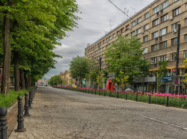 istock Old road made of stone blocks in Romania. 642266206