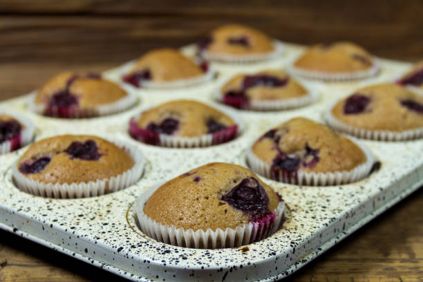istock Delicious Muffins with cherry in the mold 642268882