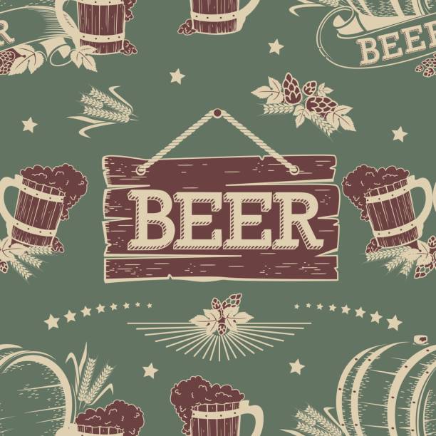 Beer seamless pattern. Vintage.