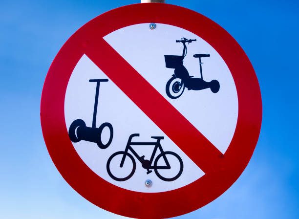 istock Prohibition road sign - No bicycles, no segway and other motorized vehicles 642280452