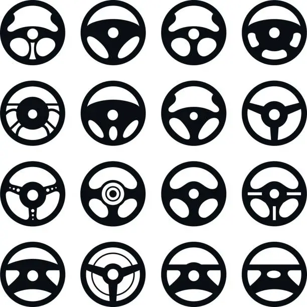 Vector illustration of Car steering wheel. Vector set.