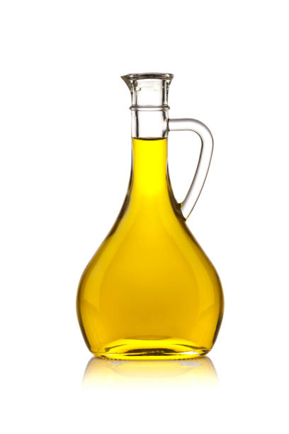 istock Olive oil bottle isolated on white background 642314914