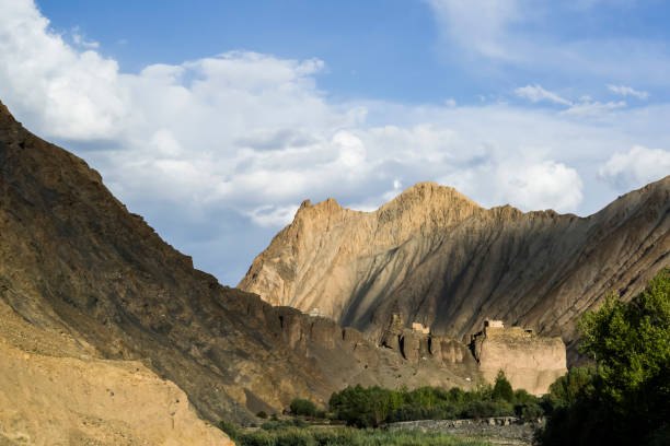 istock Sunlit old Markha village 642315008