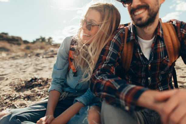 istock Young couple enjoying a day on a beach 642315010