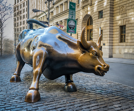 Wall Street Charging Bull Sculpture at Lower Manhattan