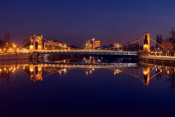 National flag colors illuminating a bridge in Belgrade
