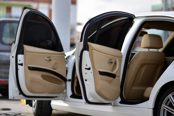 istock Auto car service cleaning the drivers seat, cleaning 642351782