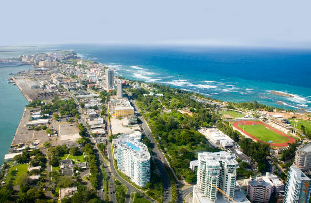 Aerial view of Northeast Puerto Rico stock photo