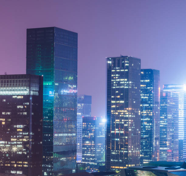istock illuminated cityscape in Shanghai 642376258