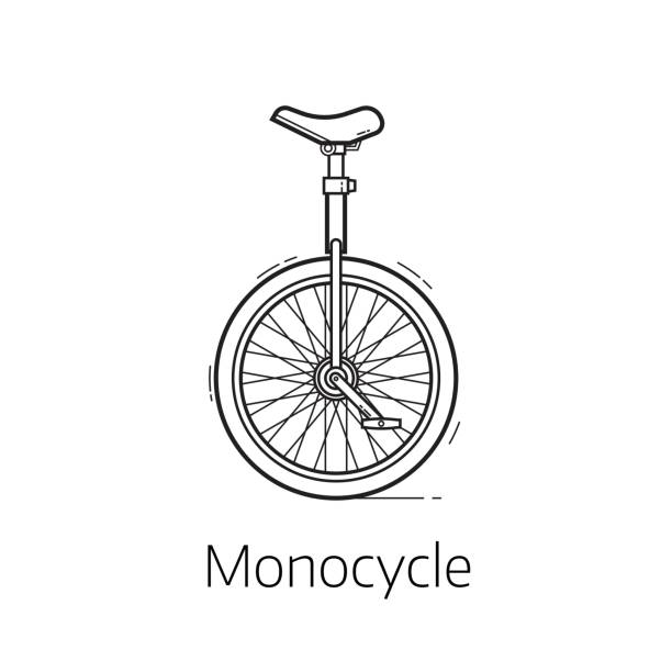 ilustrações de stock, clip art, desenhos animados e ícones de unicycle vector illustration - unicycle unicycling cycling wheel