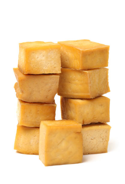 istock Dried tofu & Dried bean curd on white background 642407556