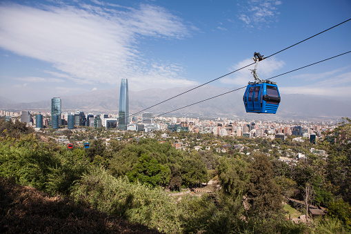 Cable car in Santiago of Chile. Cerro San Cristobal