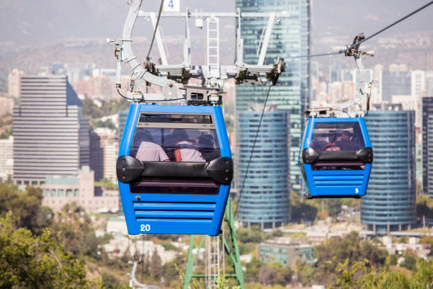Cable car in Santiago of Chile. Cerro San Cristobal